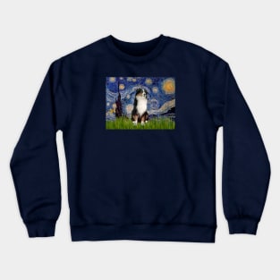 Starry Night with a Tri Color Australian Shepherd Crewneck Sweatshirt